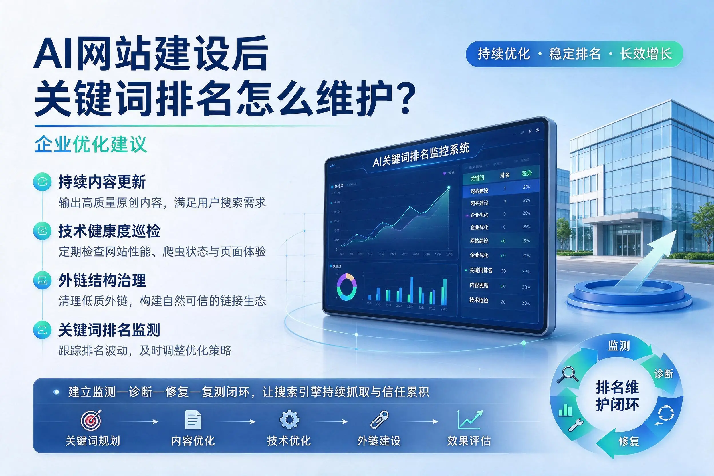 AI网站建设后关键词排名怎么维护？定西企业优化建议